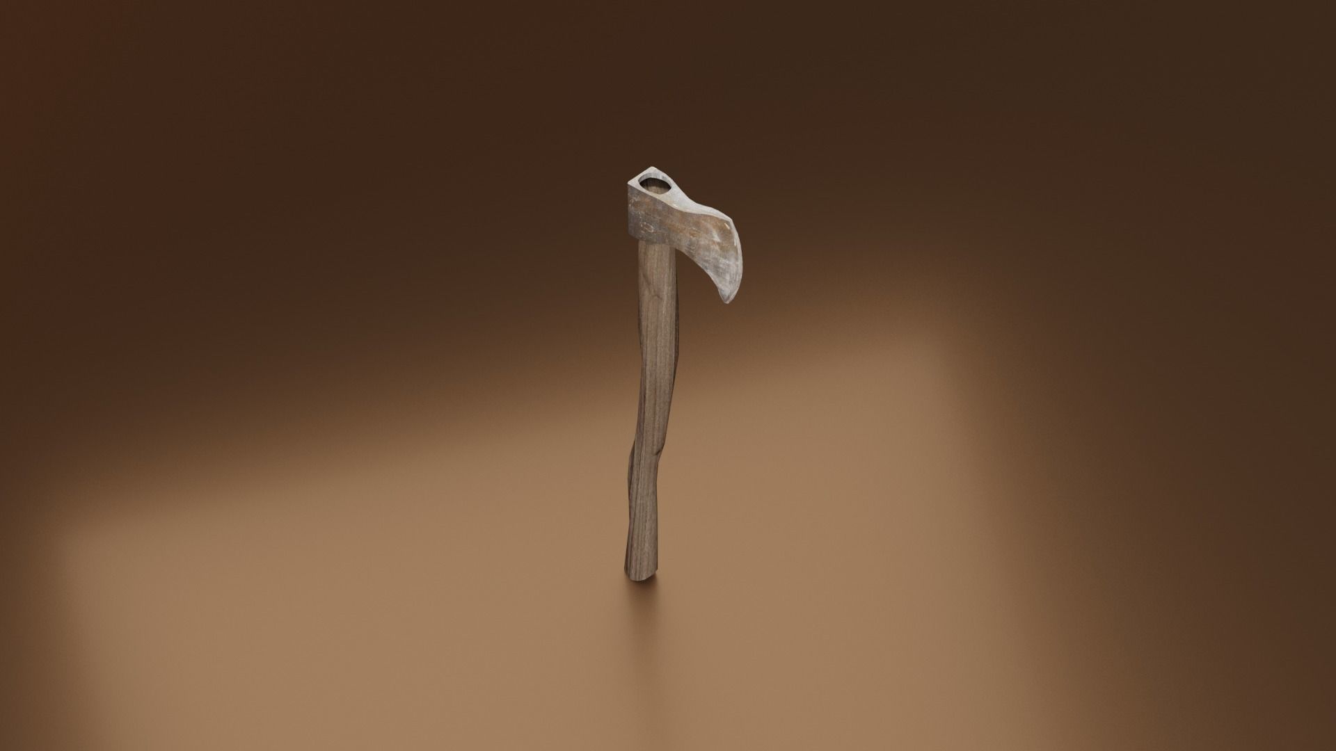 Battled axe Low-poly 3D model_6