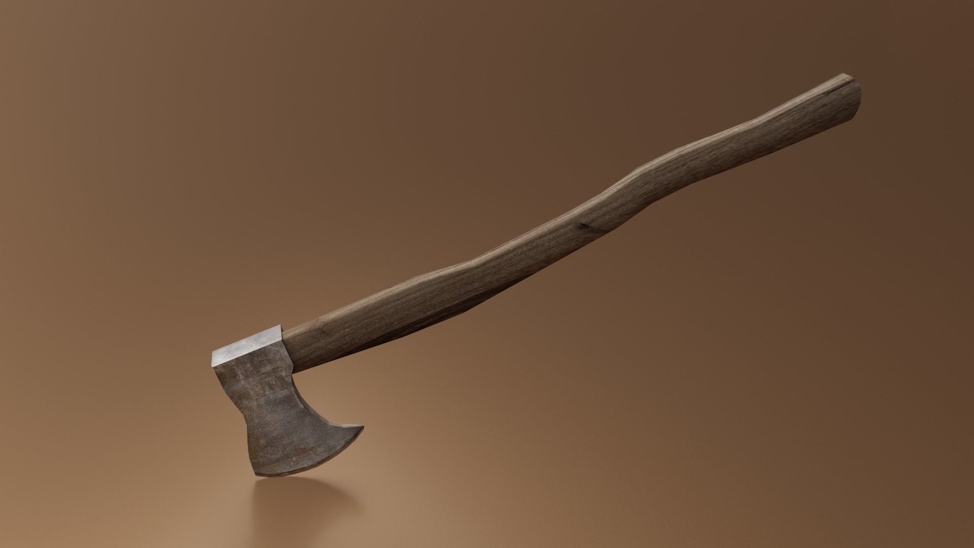 Battled axe Low-poly 3D model_10