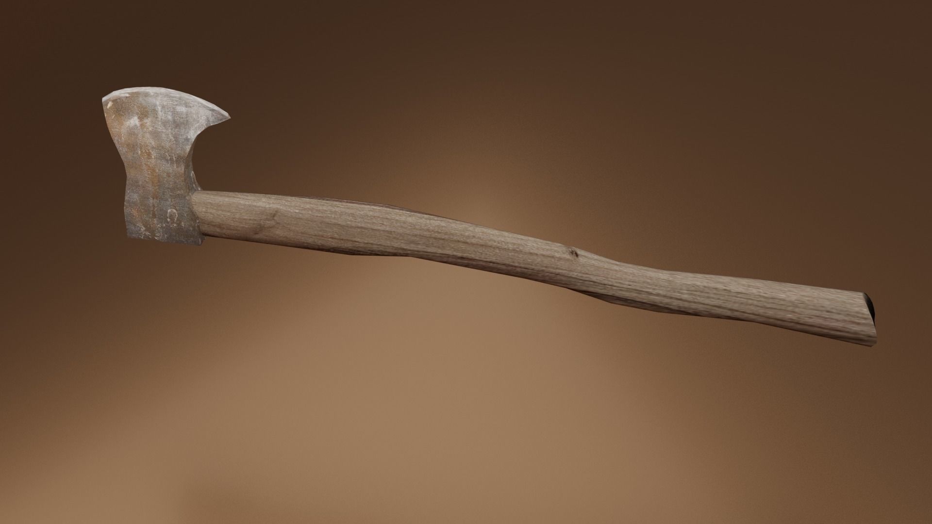 Battled axe Low-poly 3D model_2