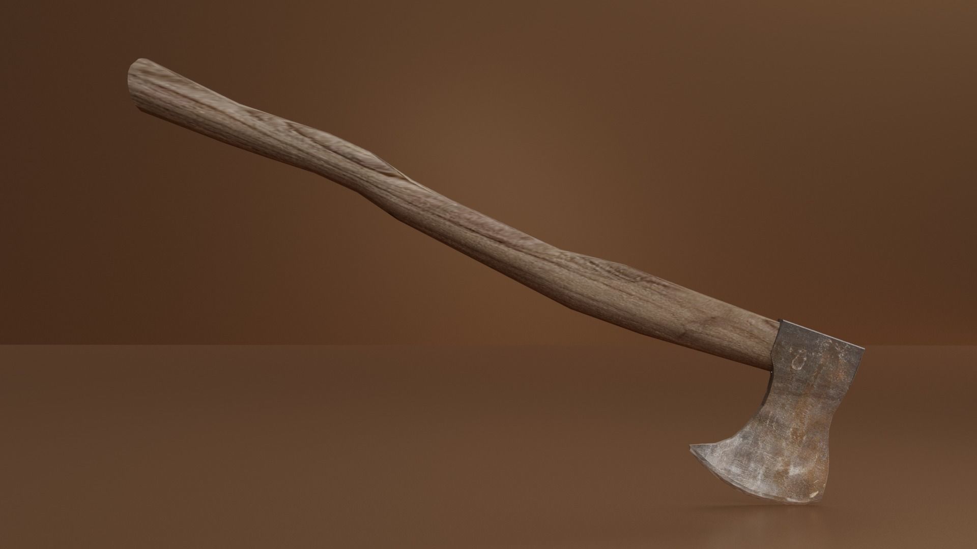 Battled axe Low-poly 3D model_9