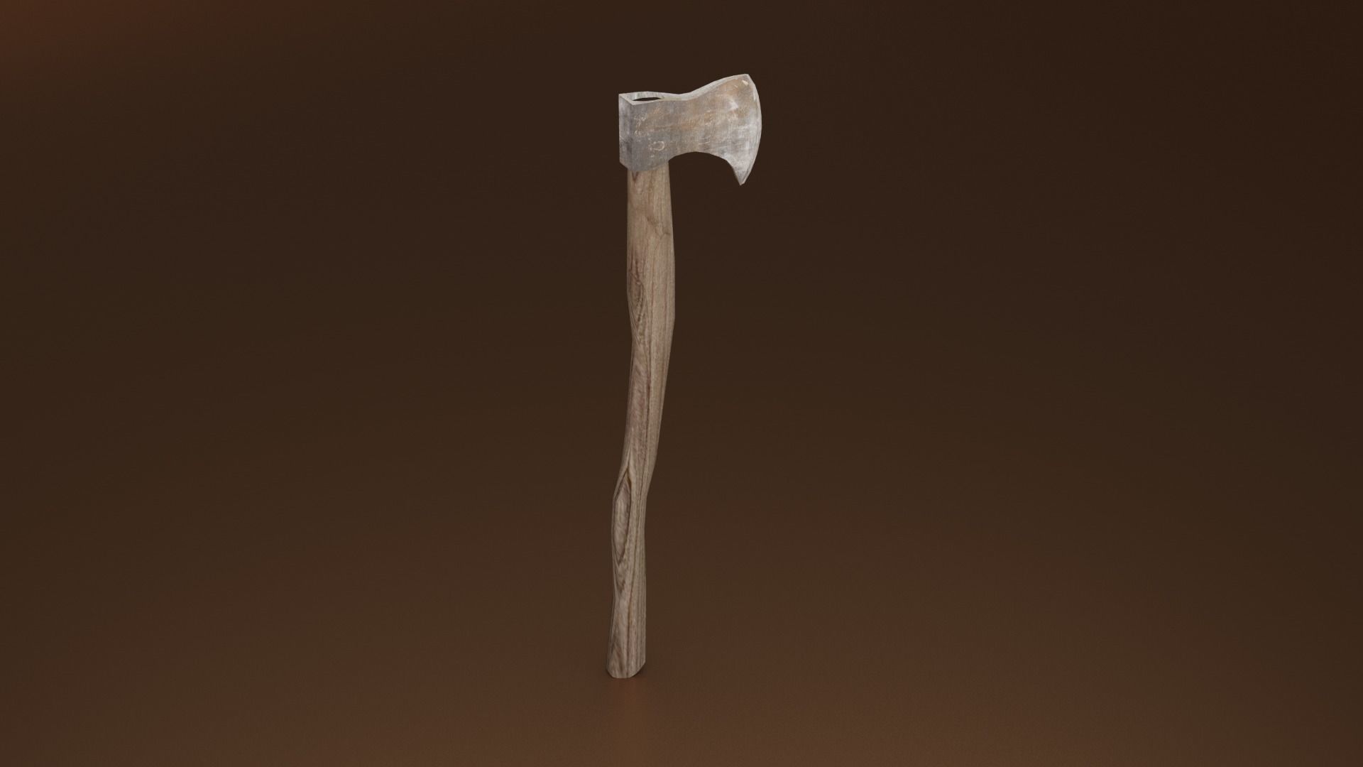 Battled axe Low-poly 3D model_7