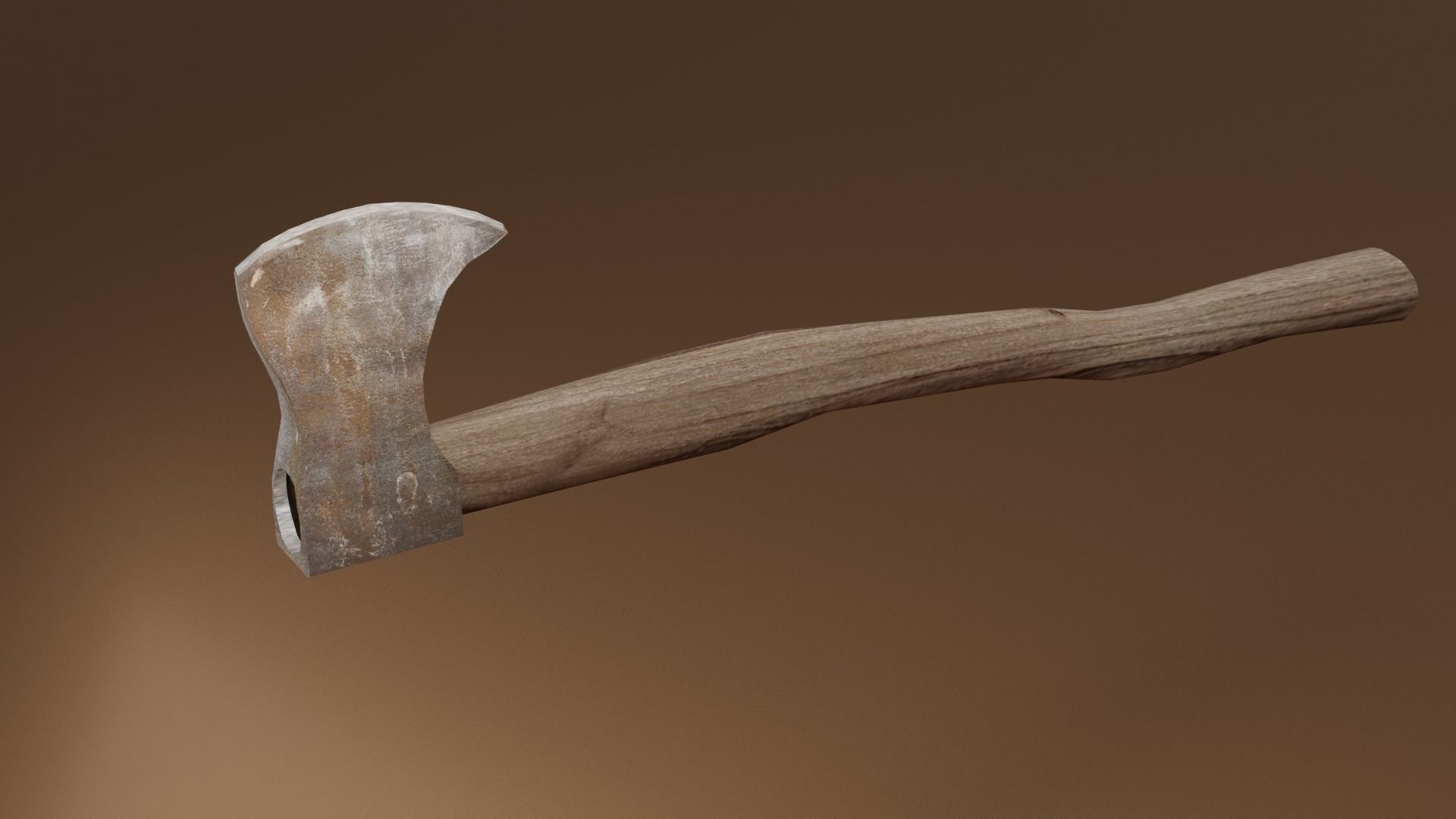 Battled axe Low-poly 3D model_4