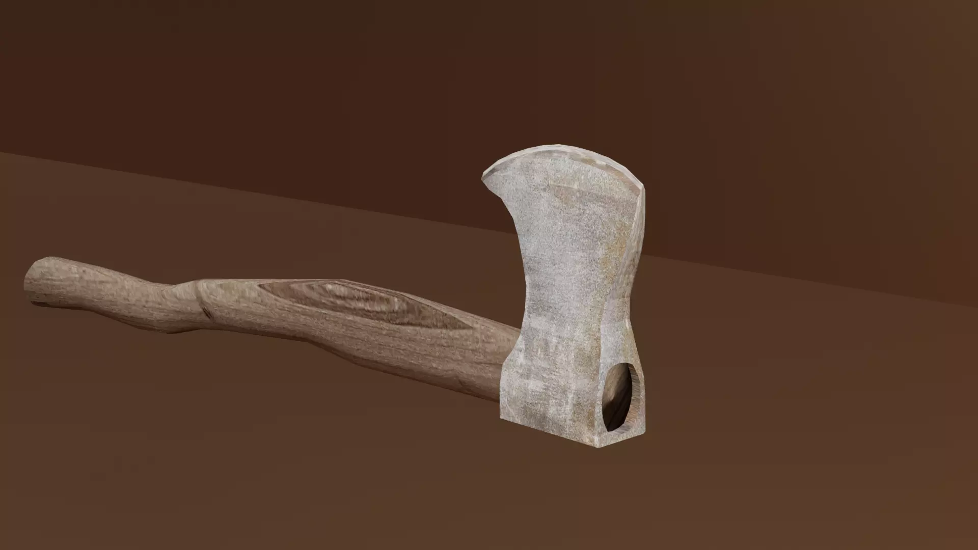 Battled axe Low-poly 3D model_0