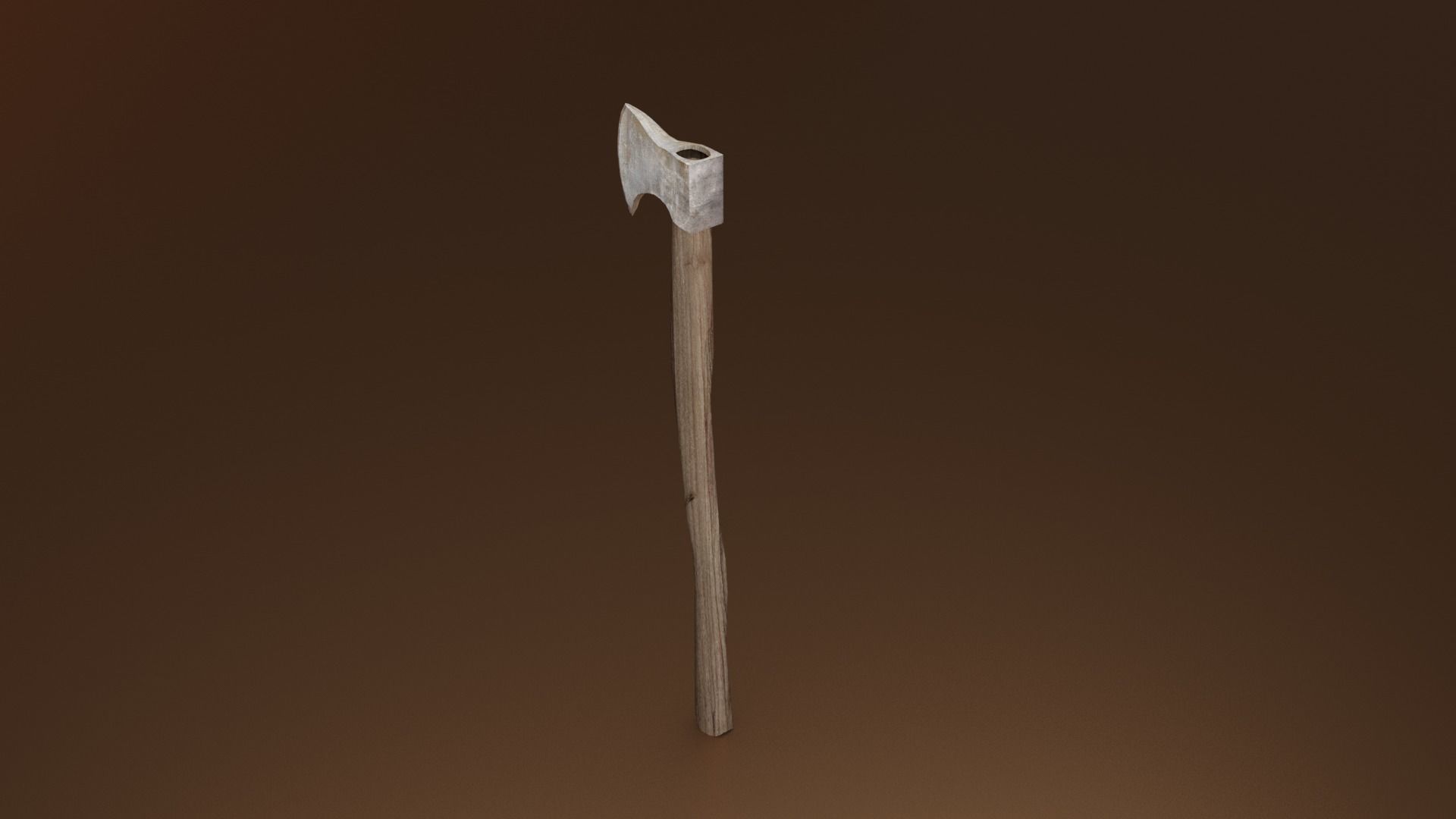 Battled axe Low-poly 3D model_11