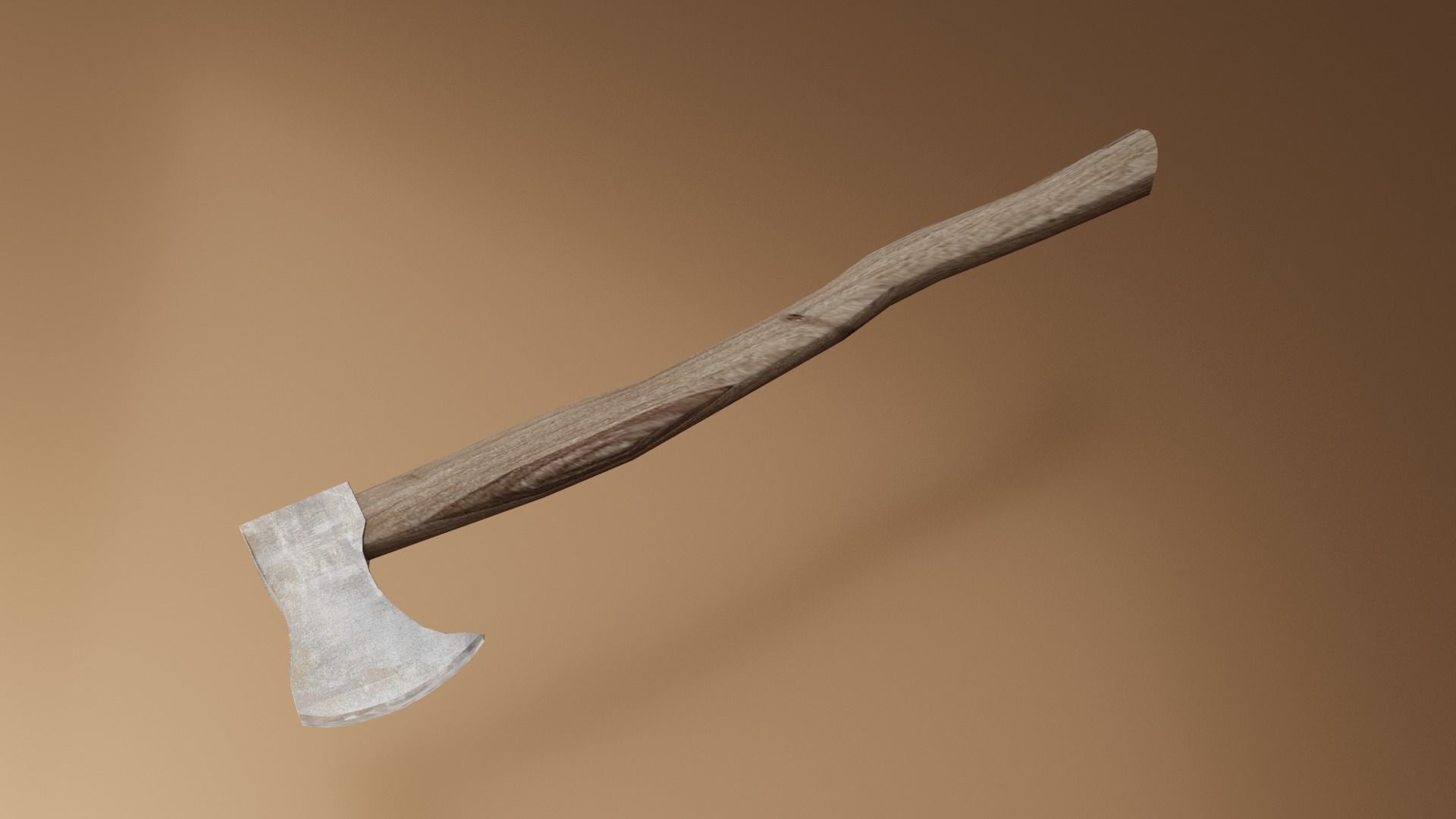 Battled axe Low-poly 3D model_1