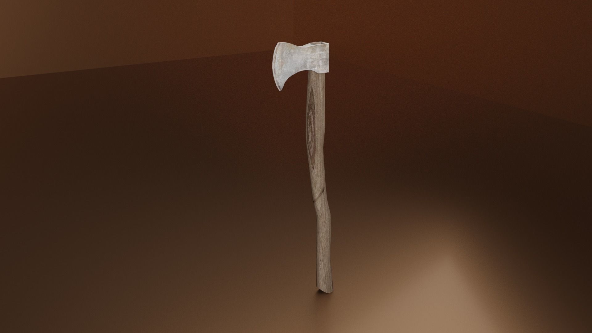 Battled axe Low-poly 3D model_5