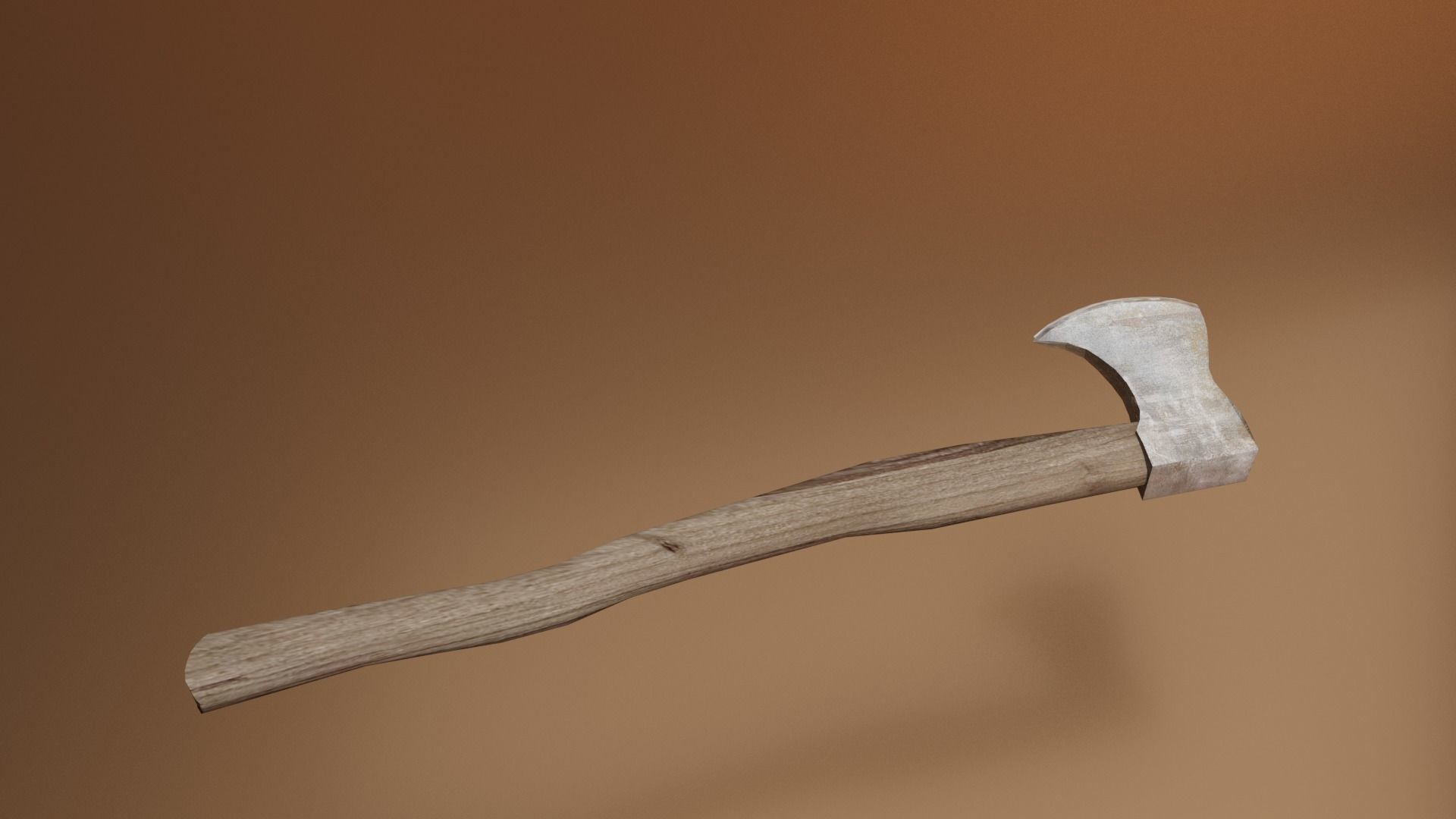 Battled axe Low-poly 3D model_3