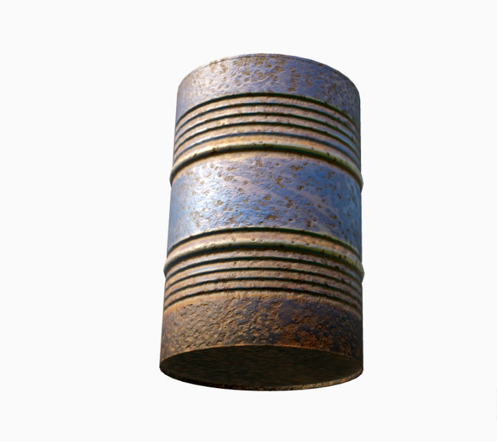rusty metal barrel blue Low-poly 3D model_2