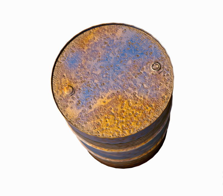 rusty metal barrel blue Low-poly 3D model_1