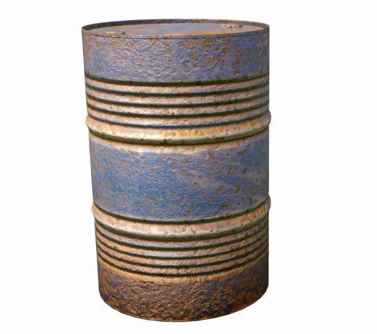 rusty metal barrel blue Low-poly 3D model_0