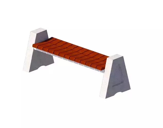 Outdoor bench sitting concrete feet