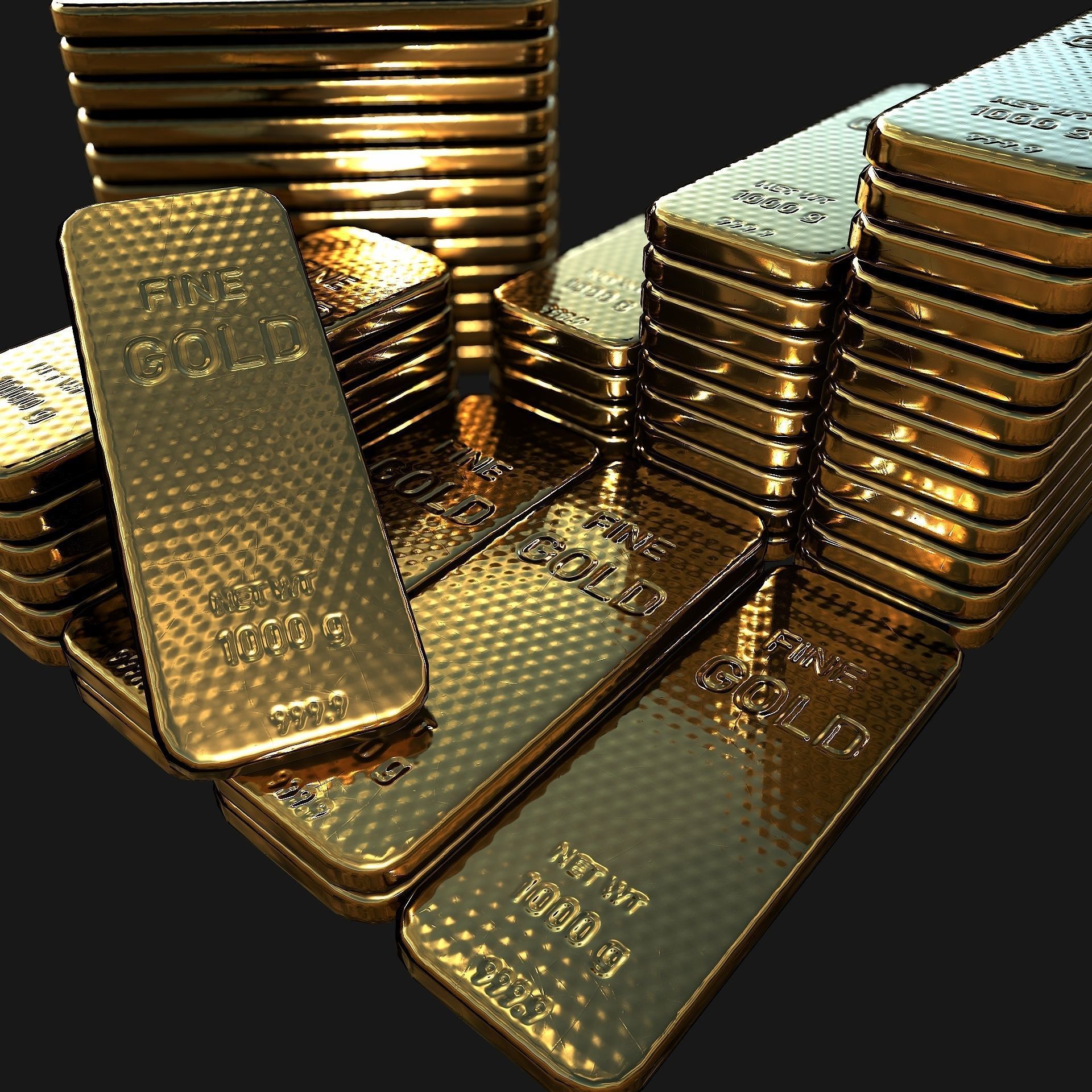 Gold bar Low-poly 3D model_1