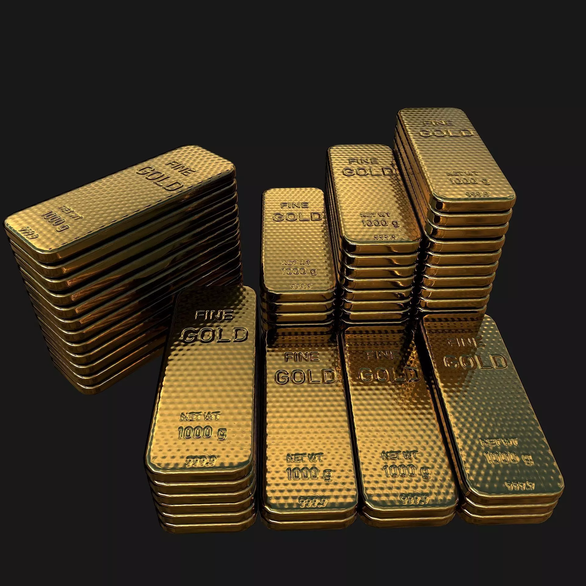 Gold bar Low-poly 3D model_0