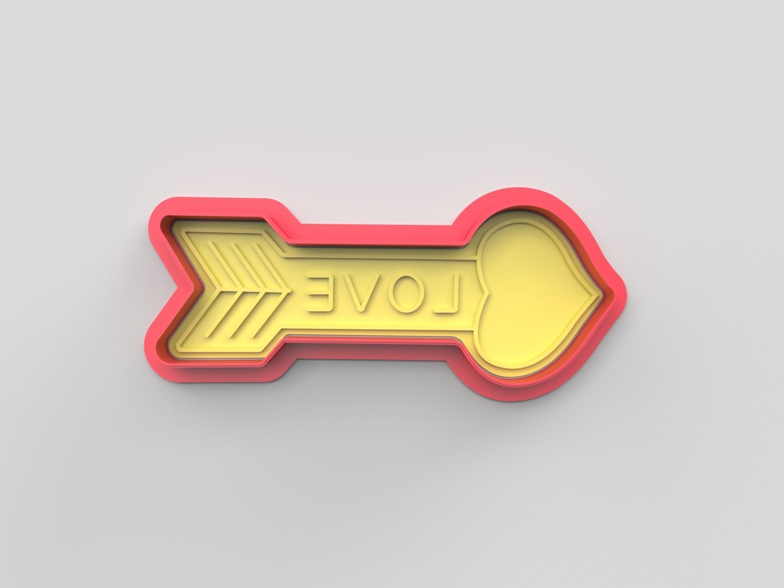 Cookie cutter and stamp - Arrow and love 3D print model_3