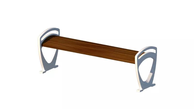 Outdoor bench sitting casting feet 3D model_0