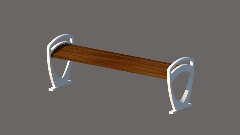 Outdoor bench sitting casting feet 3D model_1