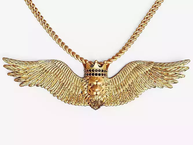 Lion wings pendant Silver Gold  Print