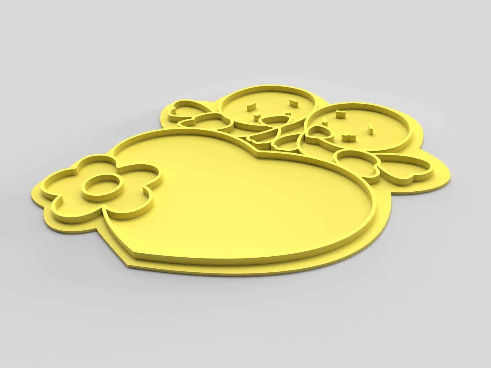 Cookie cutter and stamp - Heart and birds 3D print model_2