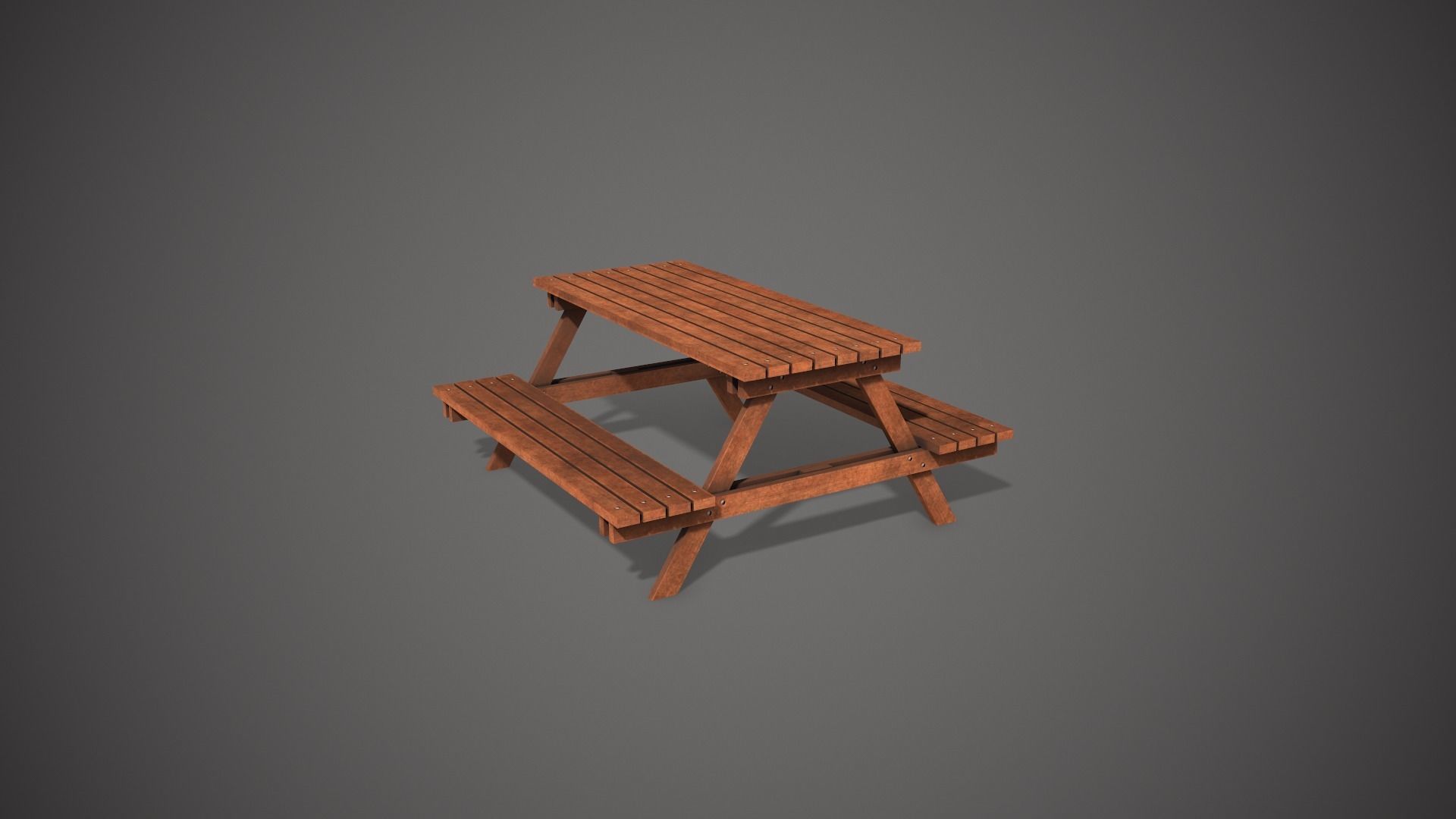 Wooden Garden Bench Low-poly 3D model_5