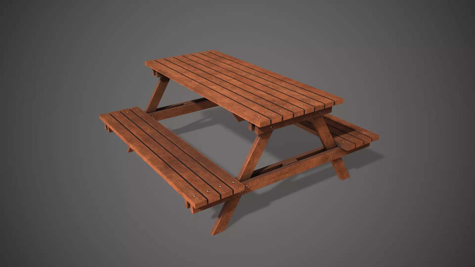 Wooden Garden Bench Low-poly 3D model_0