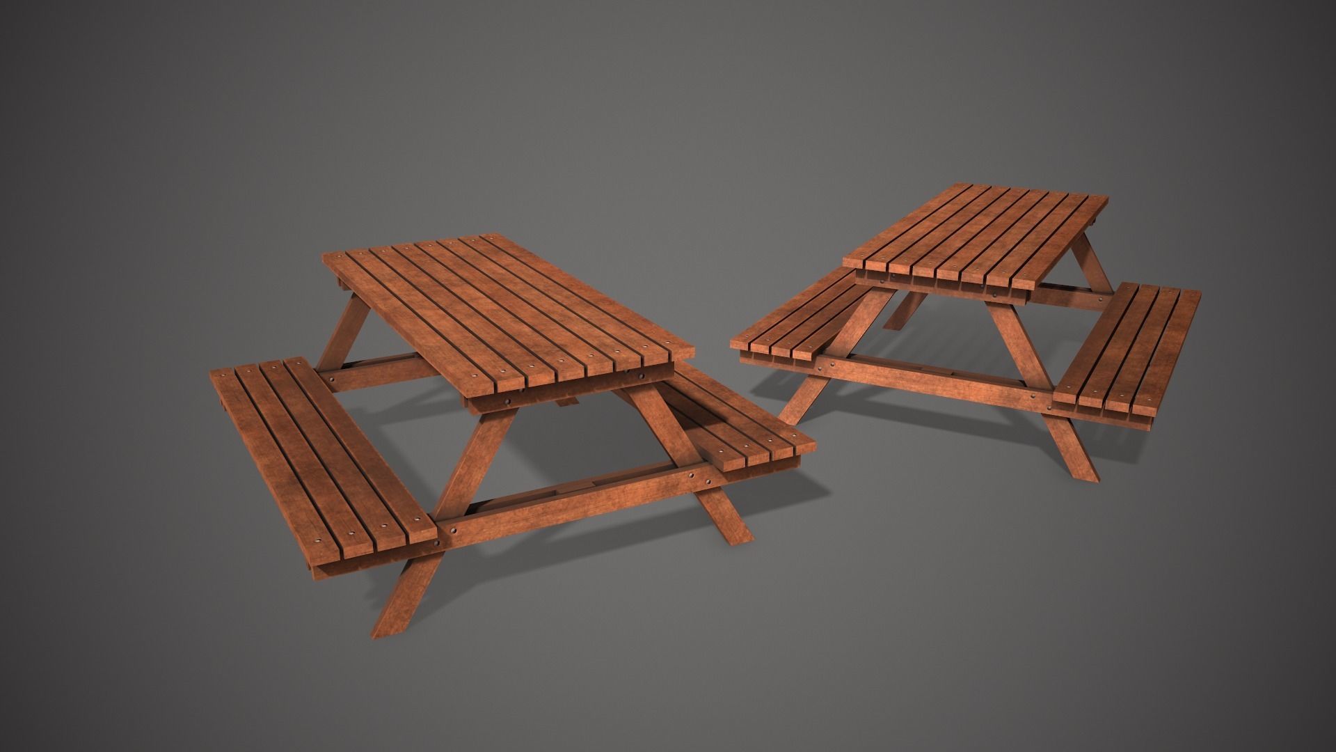 Wooden Garden Bench Low-poly 3D model_1