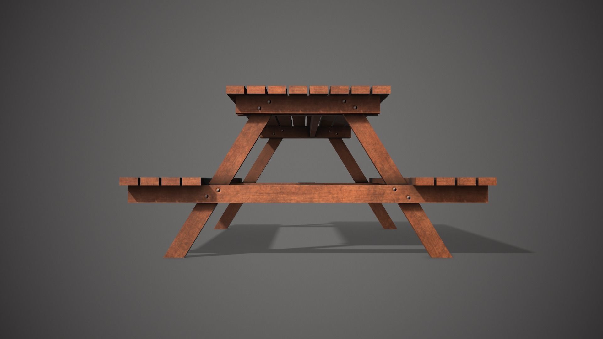 Wooden Garden Bench Low-poly 3D model_4