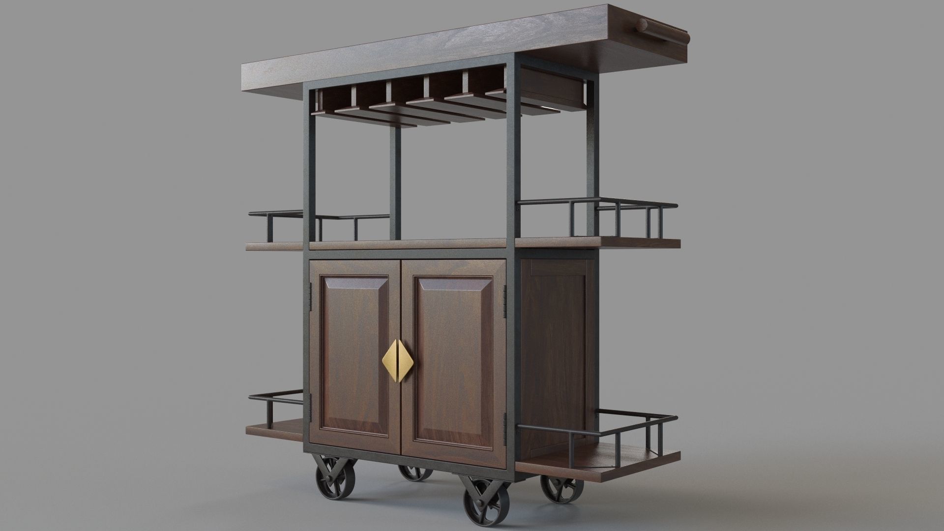 Maury Two Door Wine Trolley 3D model_5