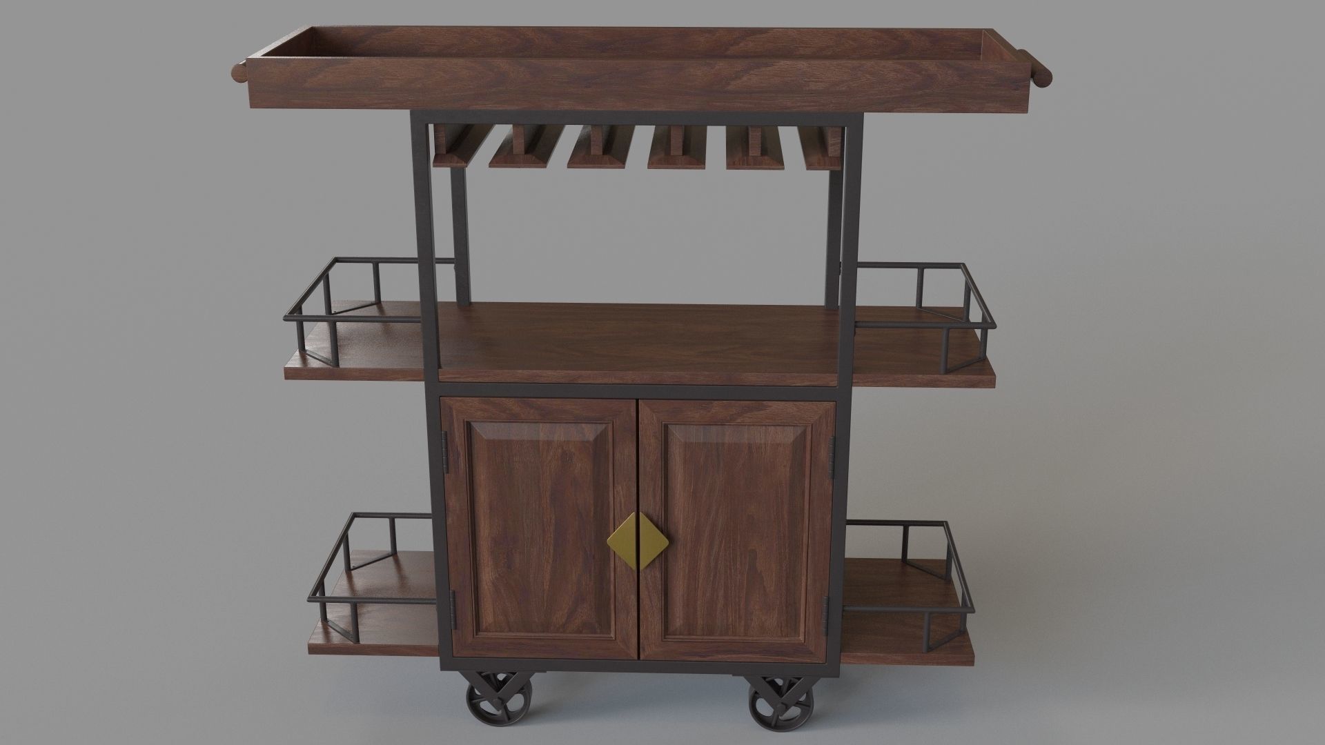 Maury Two Door Wine Trolley 3D model_1