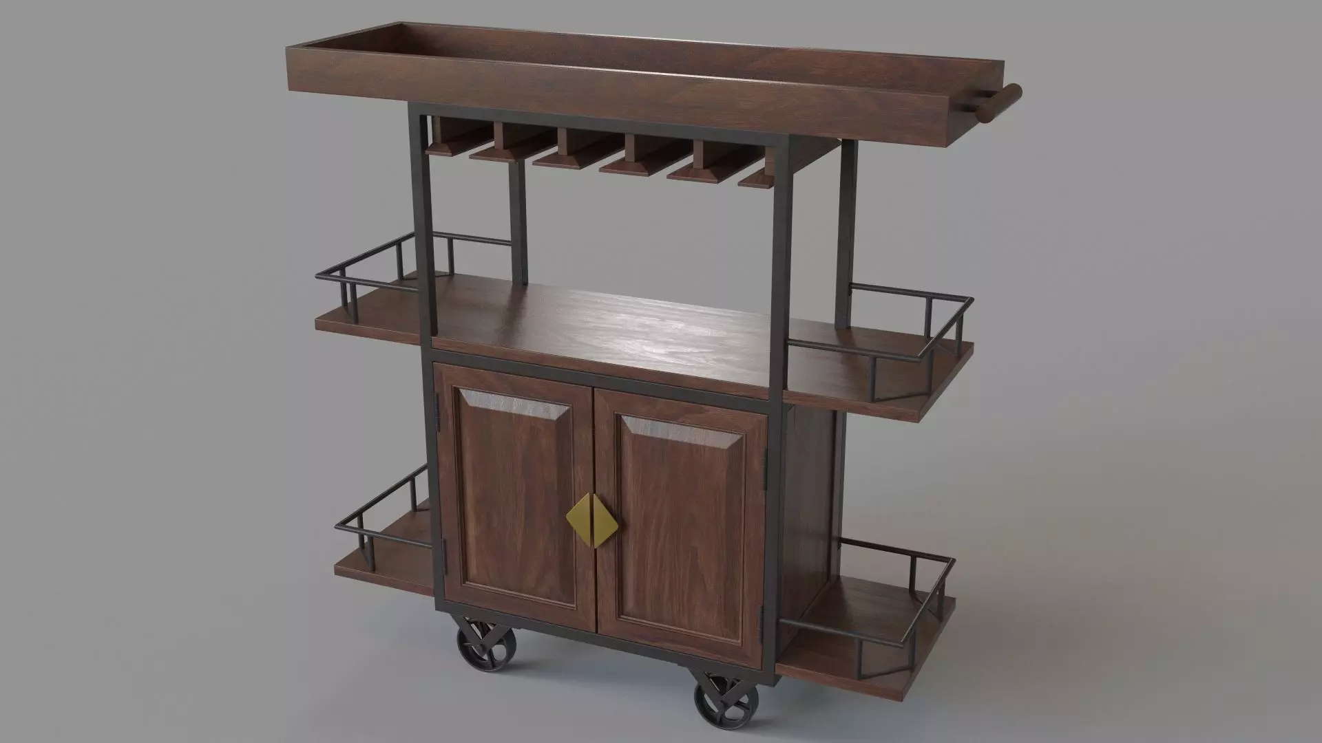 Maury Two Door Wine Trolley 3D model_0