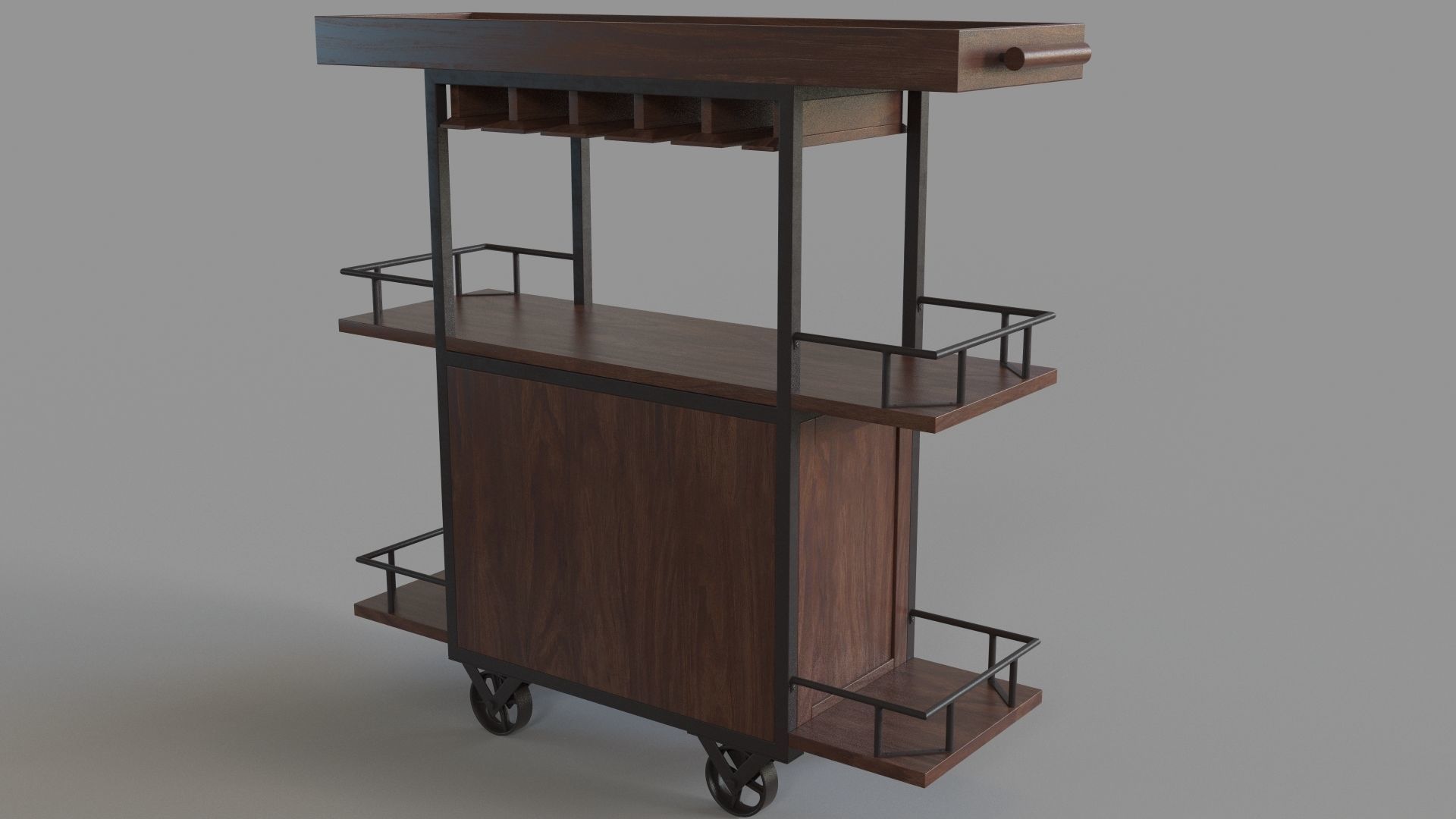 Maury Two Door Wine Trolley 3D model_4
