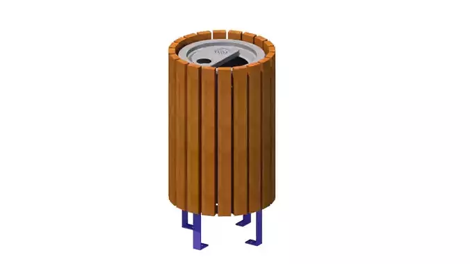 Outdoor wooden and iron trash bin 