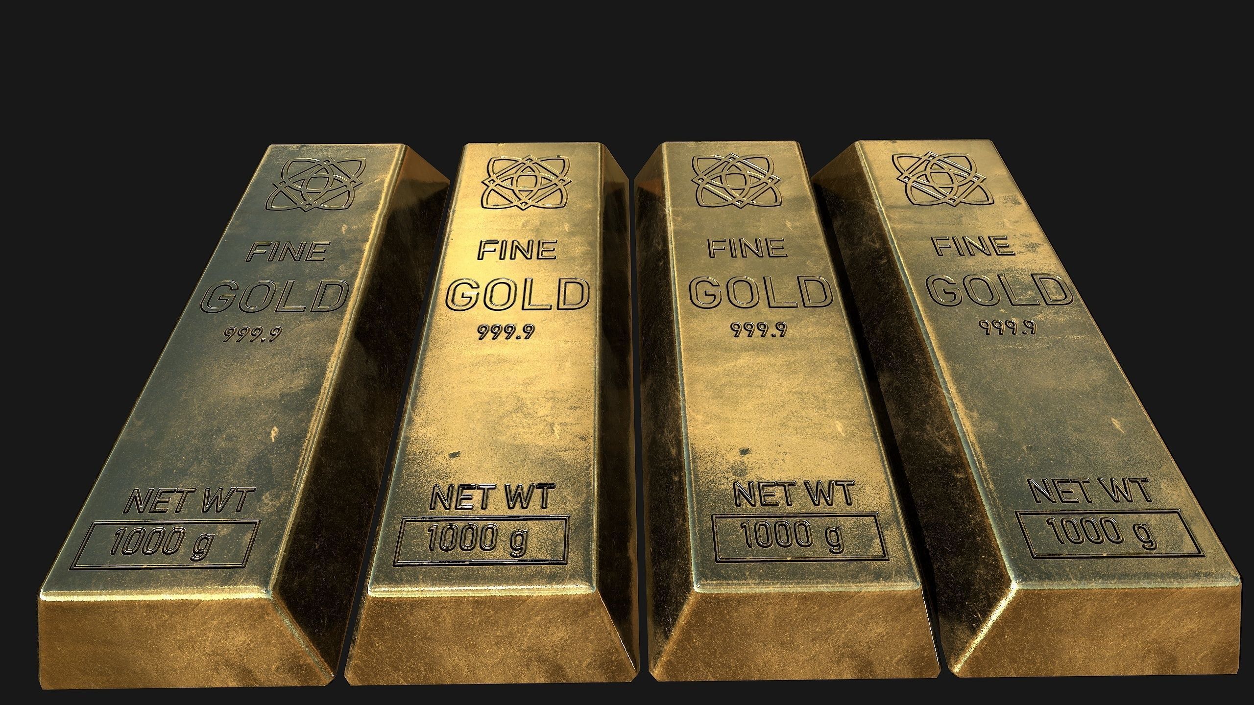 Gold bar Low-poly 3D model_2