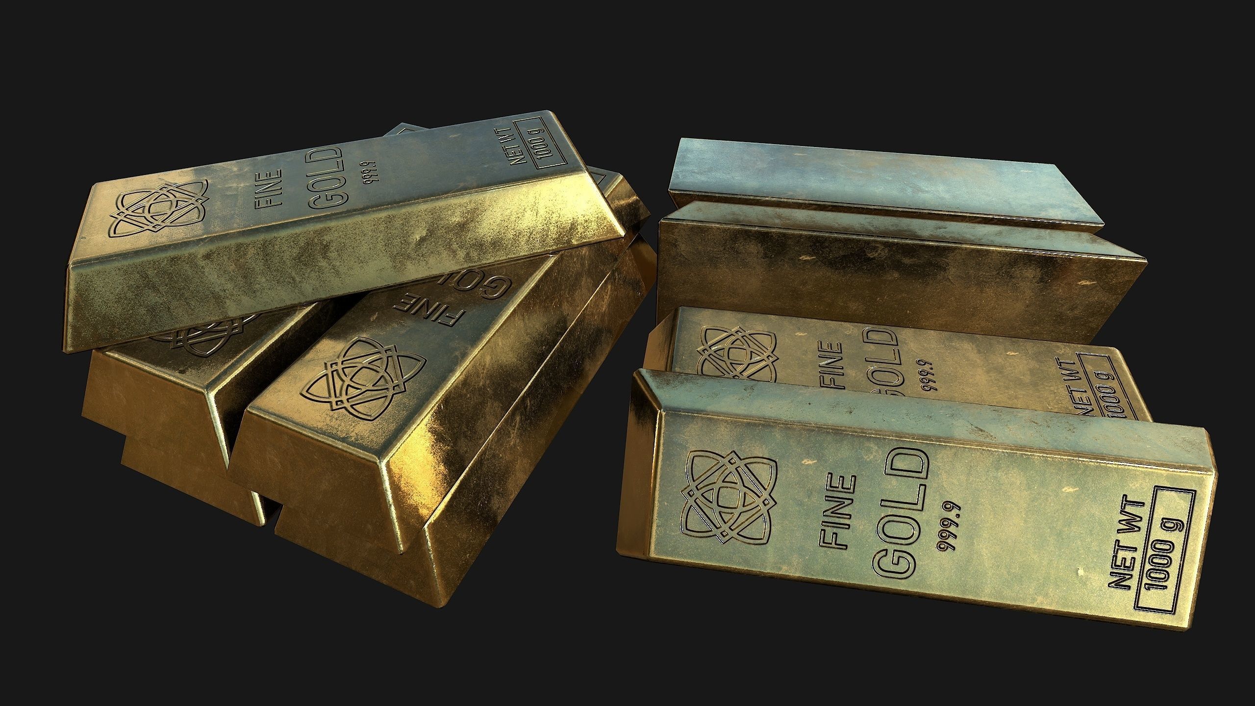 Gold bar Low-poly 3D model_1