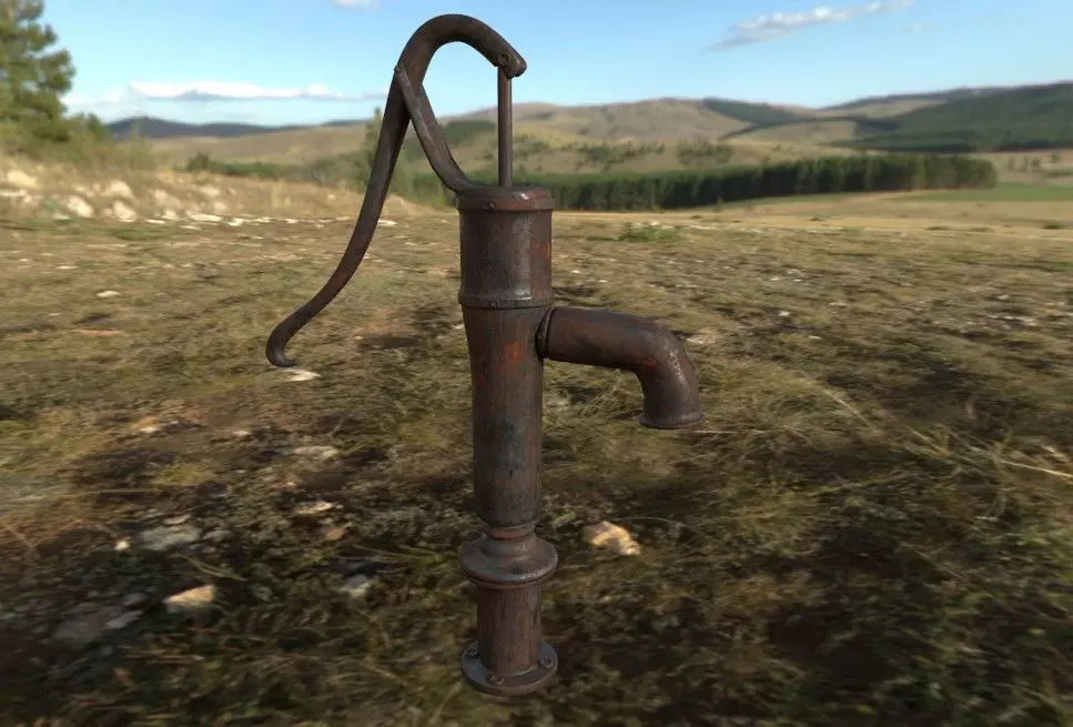 HandPump water tap with handle 3D model_0