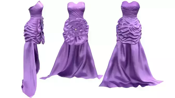 Flower Front Gown Dress