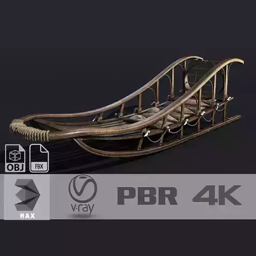 Sled wooden 3D model
