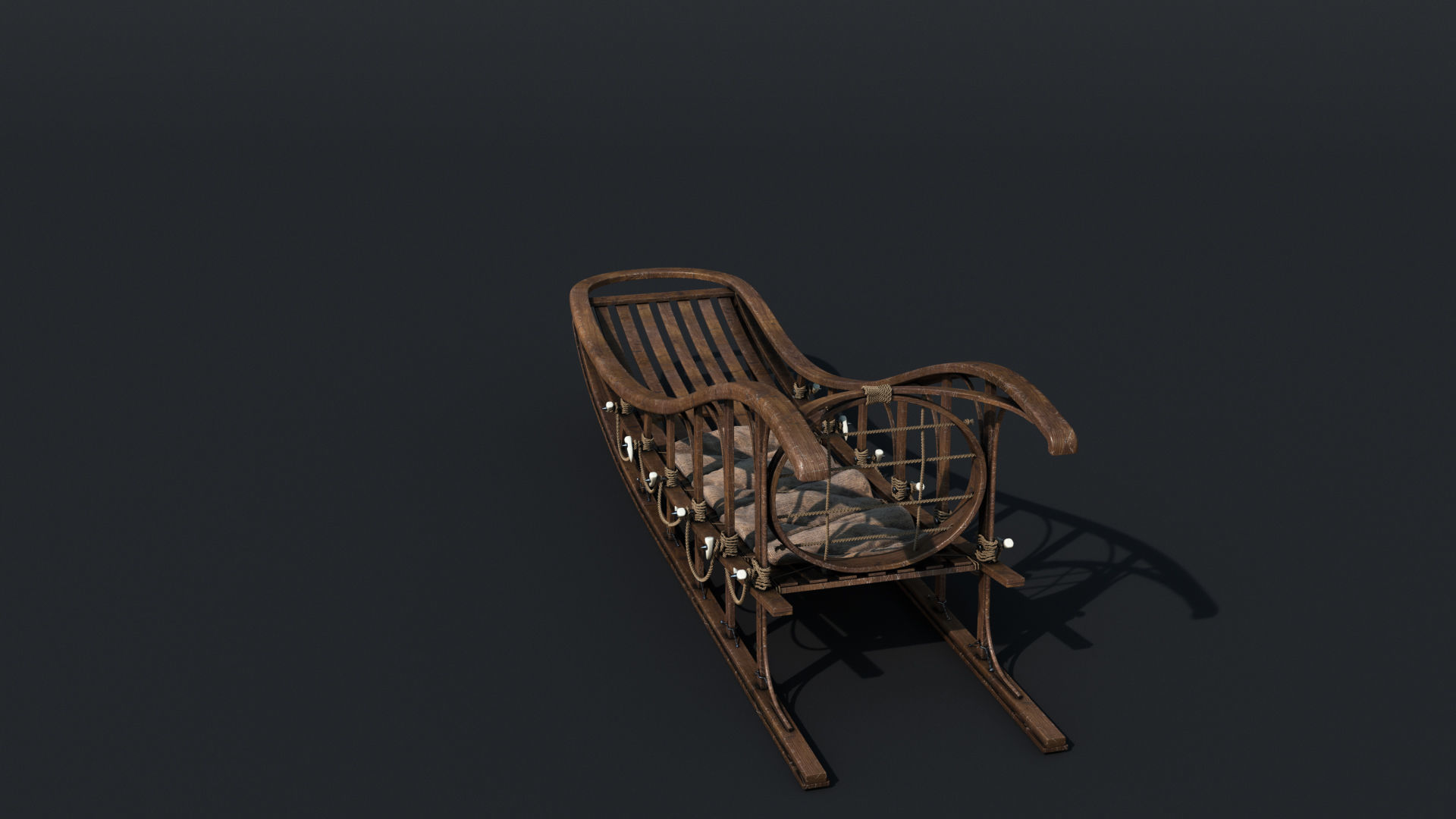 Sled wooden 3D model_10