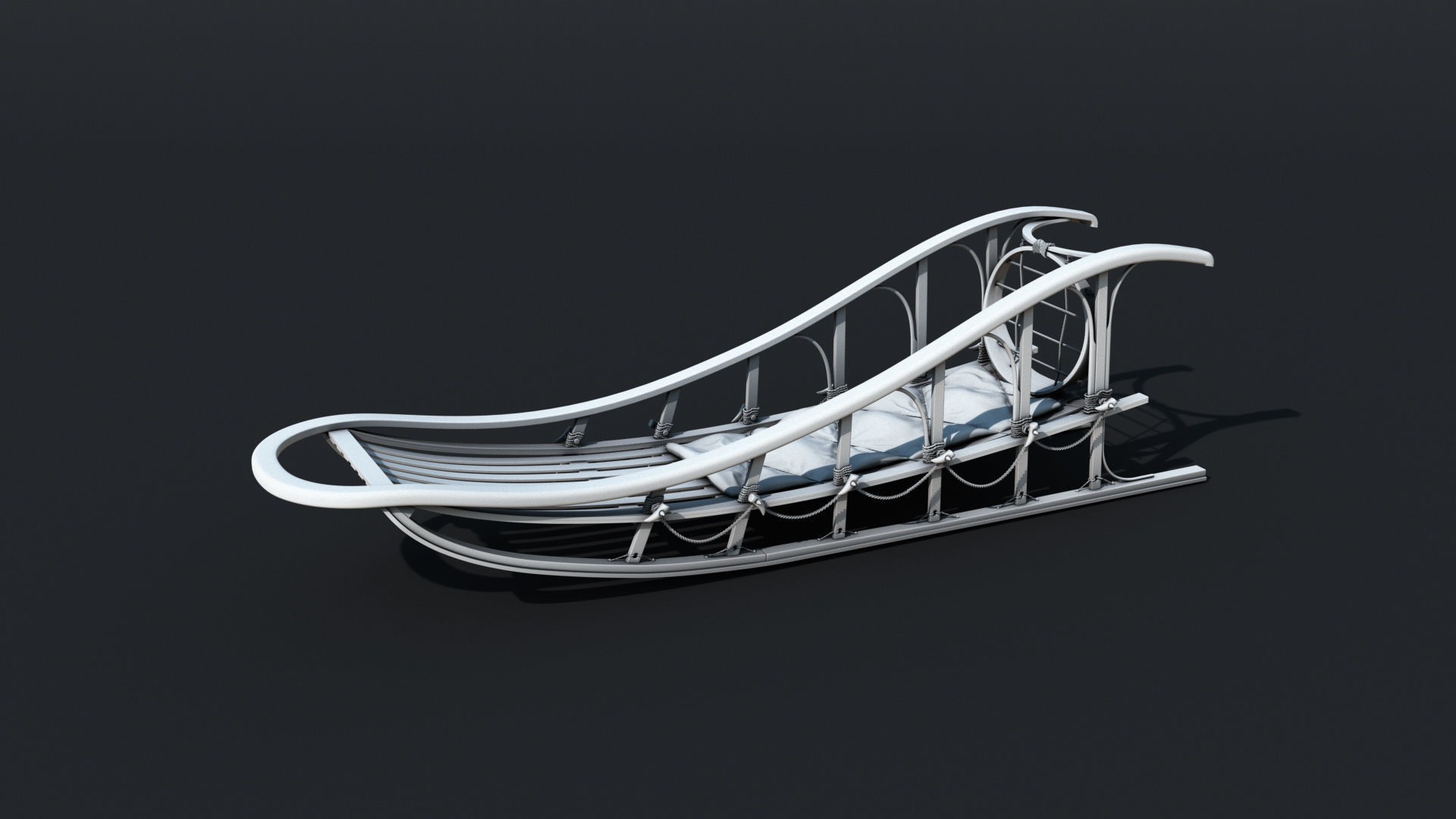 Sled wooden 3D model_11