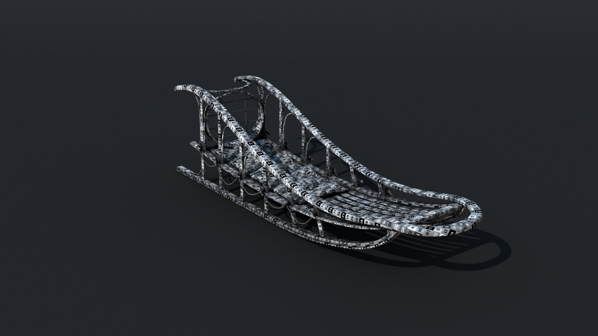 Sled wooden 3D model_13