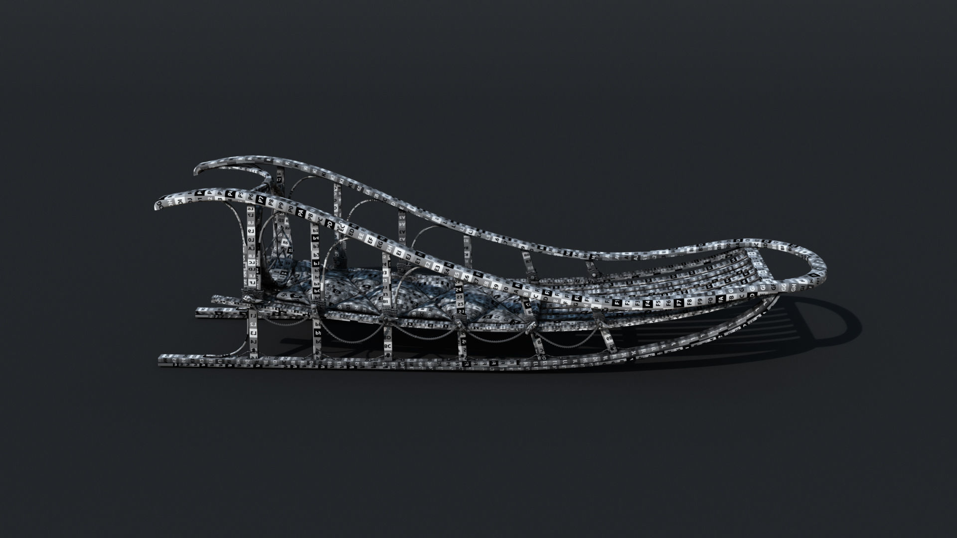 Sled wooden 3D model_6