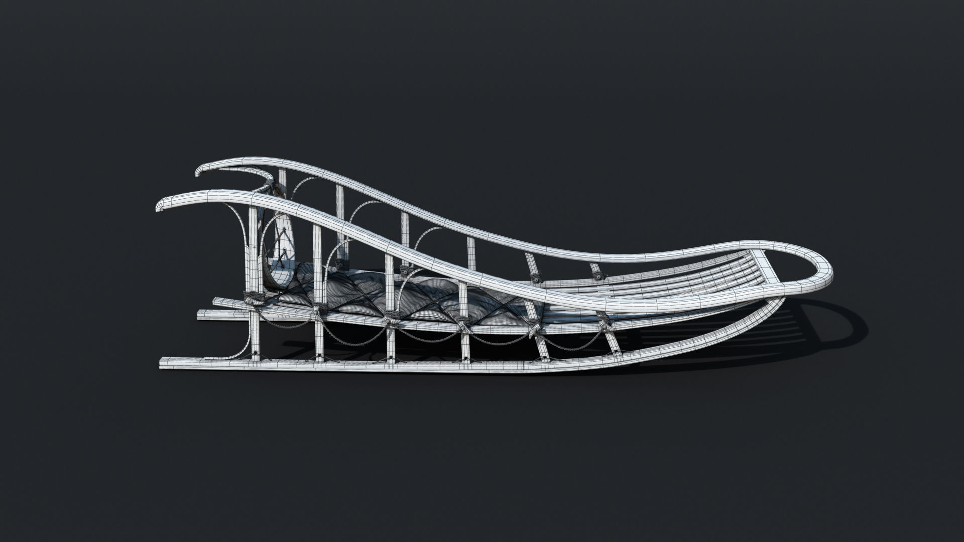 Sled wooden 3D model_7