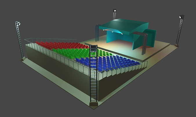 Arena auditorium with seats and stage Free low-poly 3D model
