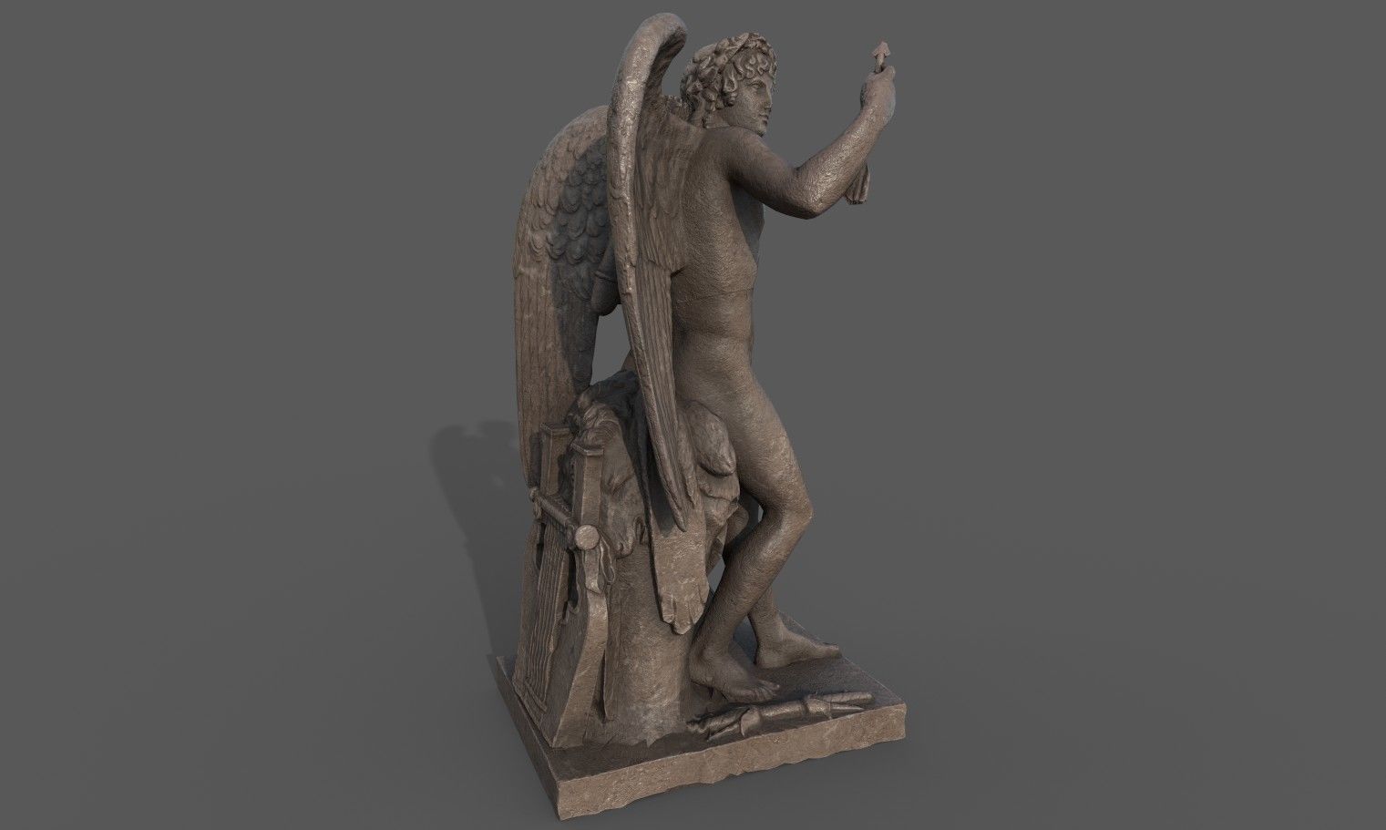 Statue of Cupid 1 Low-poly 3D model_9