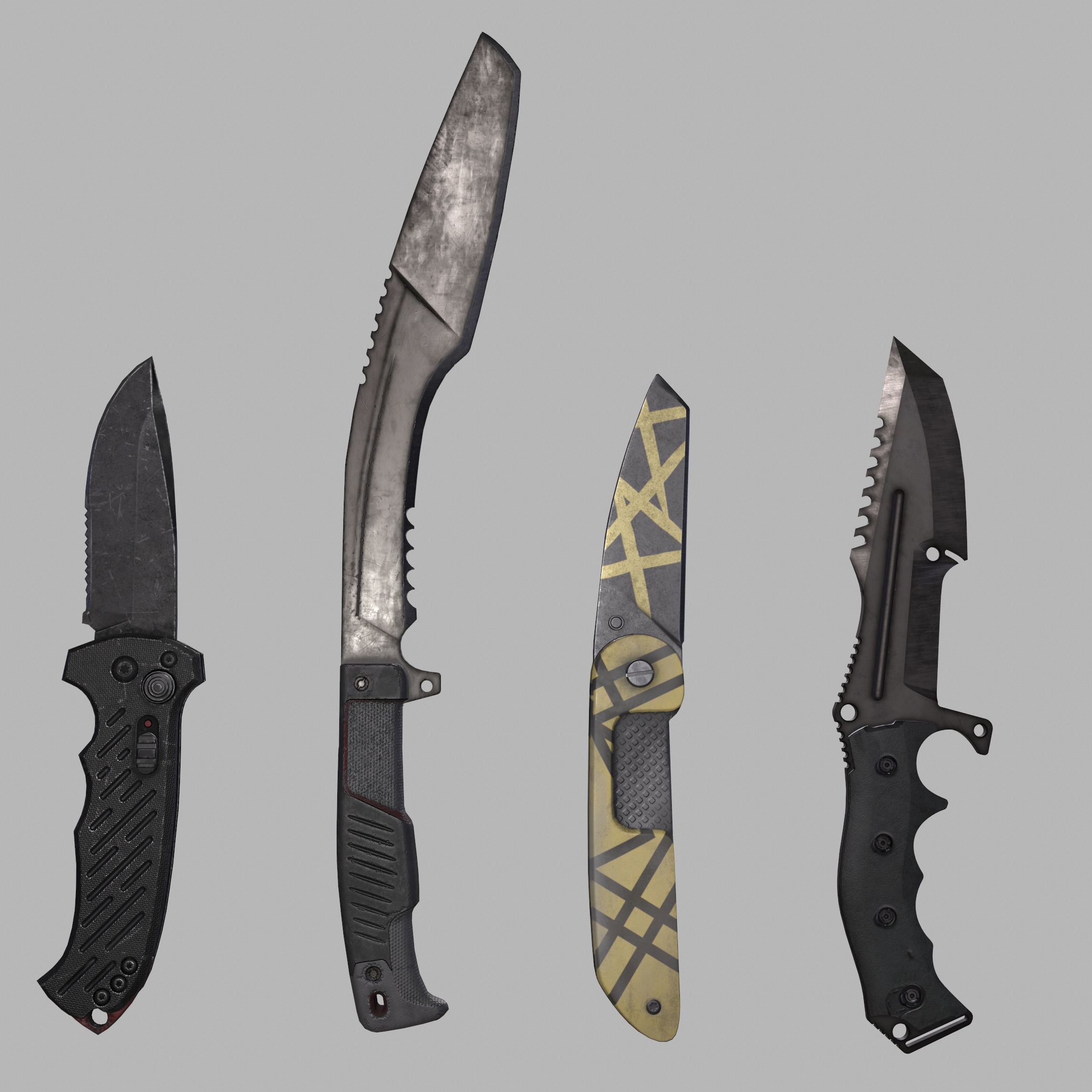 3D model Knifes Pack V1 unity - unreal engine 4 PBR game ready VR / AR ...