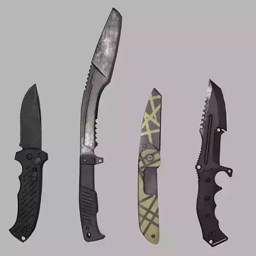 Knifes Pack V1 unity - unreal engine 4 PBR game ready Low-poly 3D model