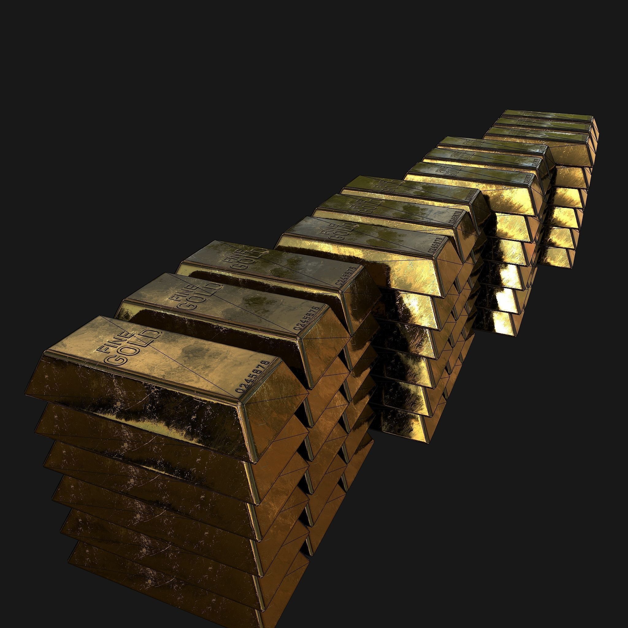 Gold bar Low-poly 3D model_6