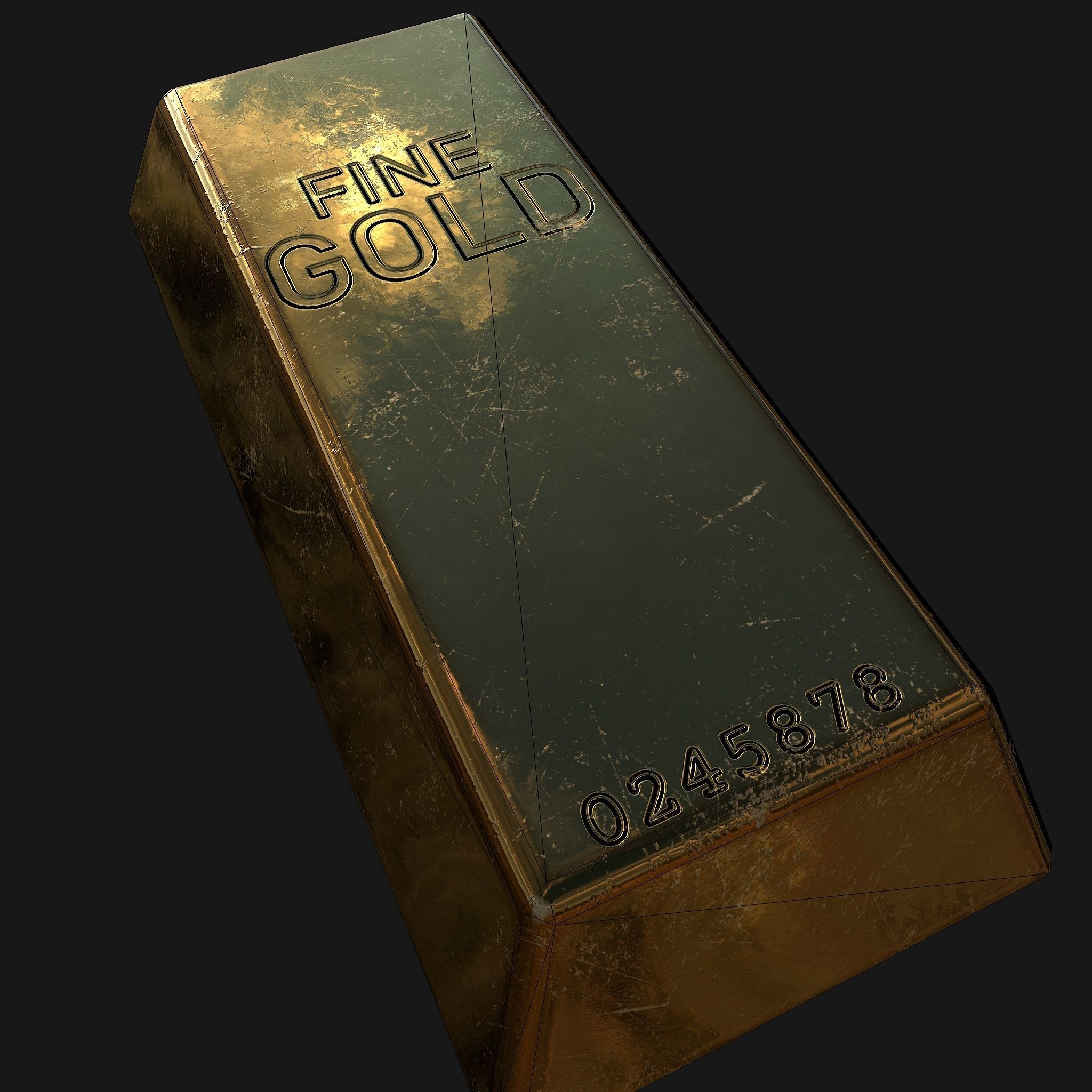 Gold bar Low-poly 3D model_4