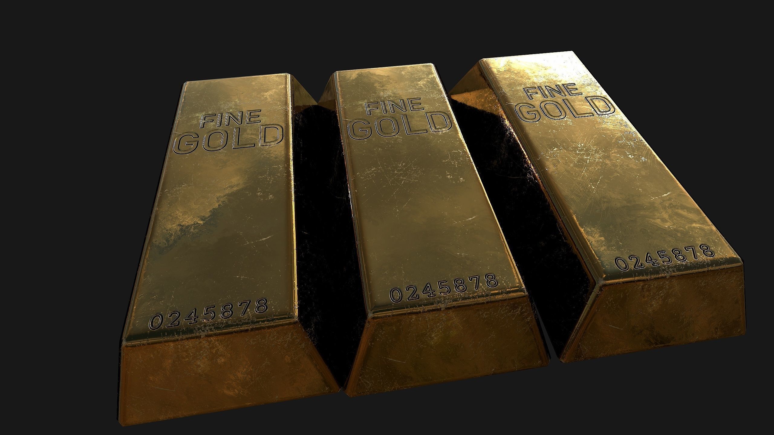 Gold bar Low-poly 3D model_2