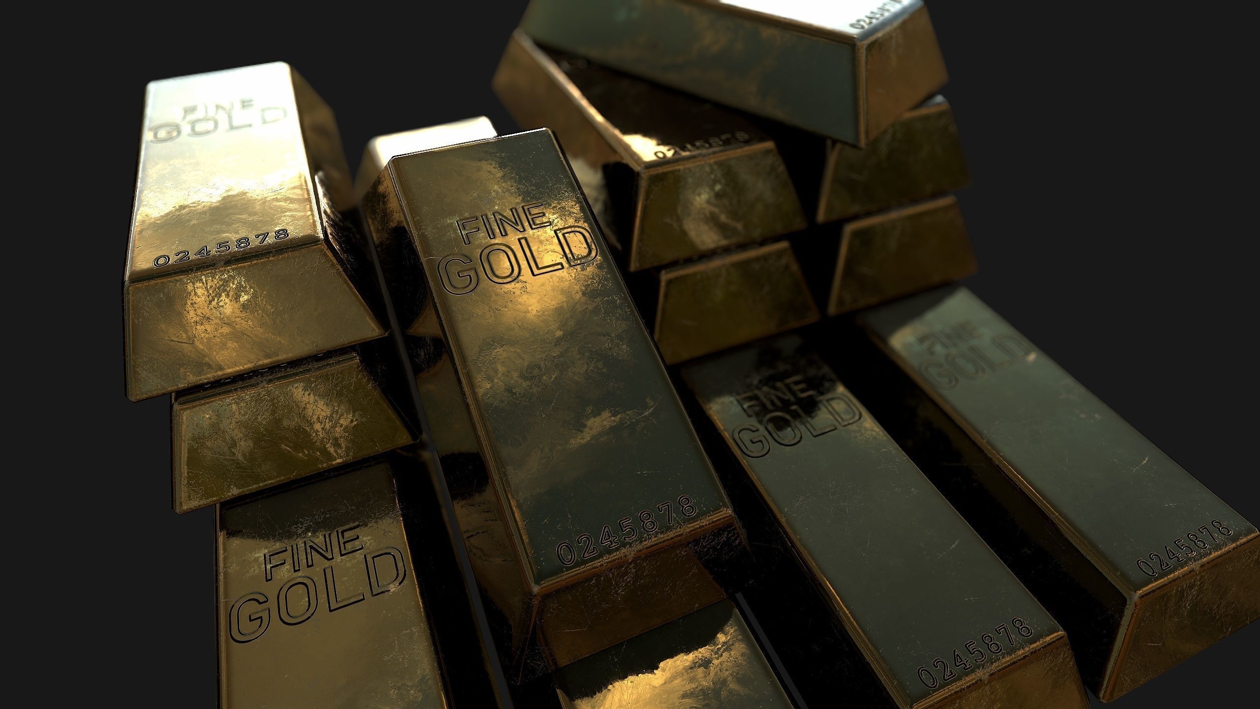 Gold bar Low-poly 3D model_1