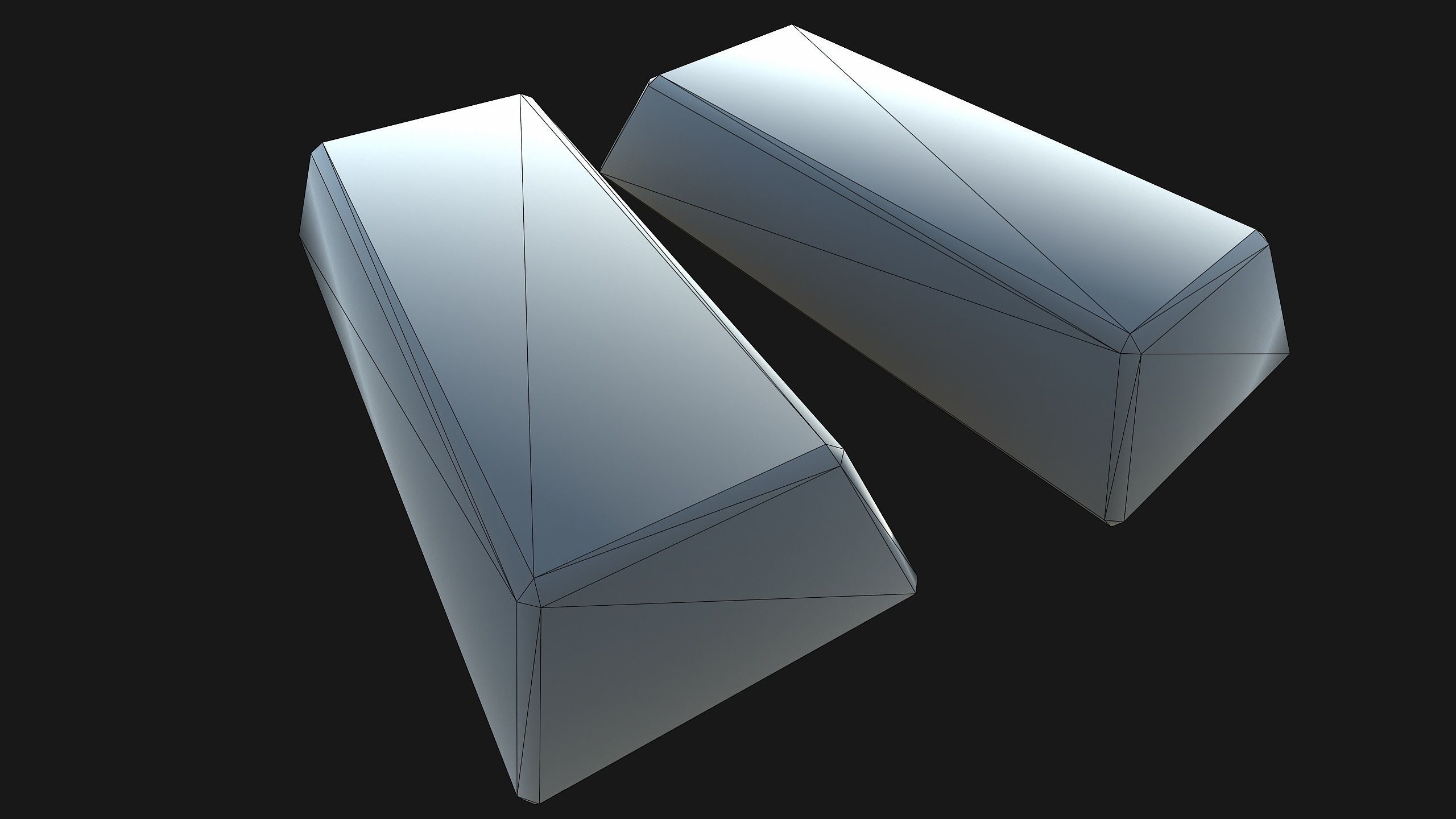 Gold bar Low-poly 3D model_3